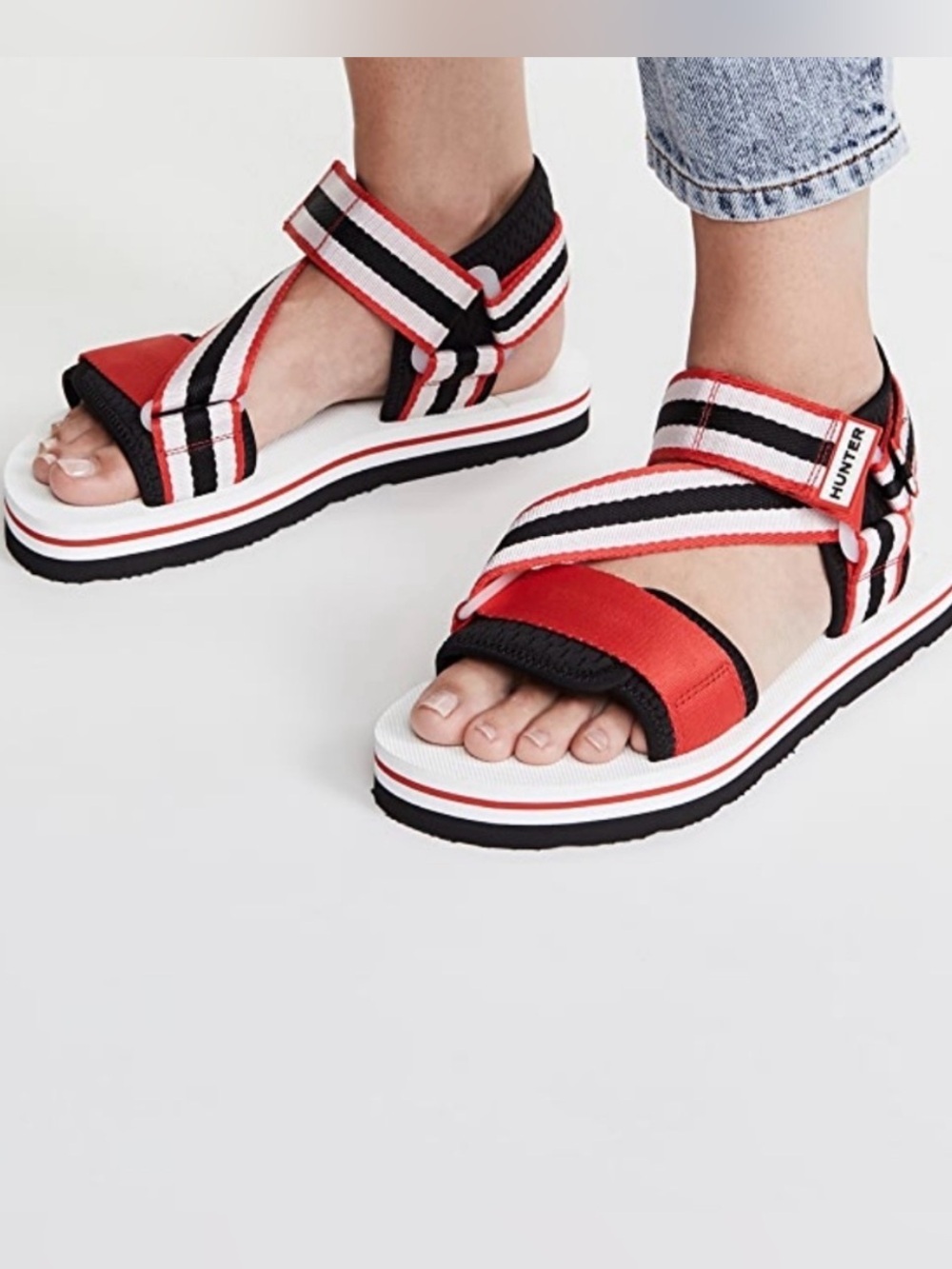 Hunter Original Beach Sandals – Women’s Size 8 – Red/Blue/White Stripe